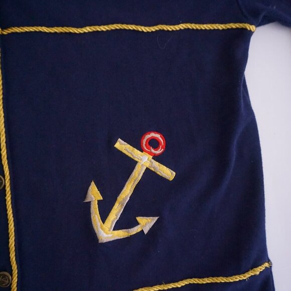 Vintage Chaus Sport Navy Embroidered Nautical Boating Sailing Button Cardigan S - Picture 10 of 13